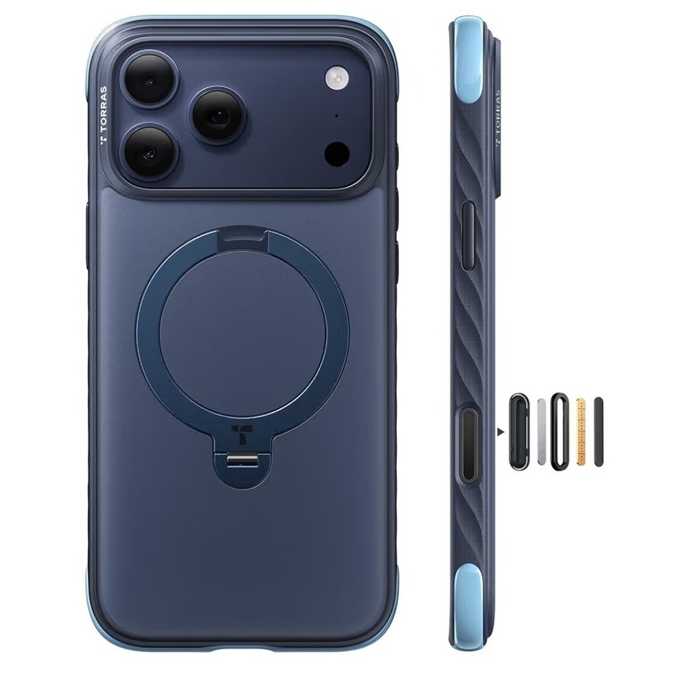 TORRAS Q3 RUGGED Case iPhone 17 Pro MagSafe 360° Stand Military Drop Deep Blue